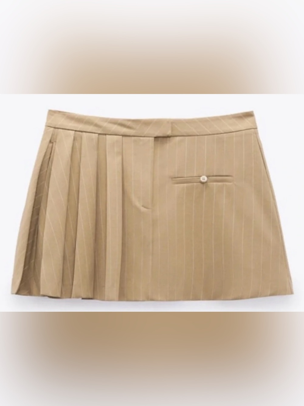 NWT Zara Pinstripe Box Pleat Skirt (M) - Picture 1 of 5